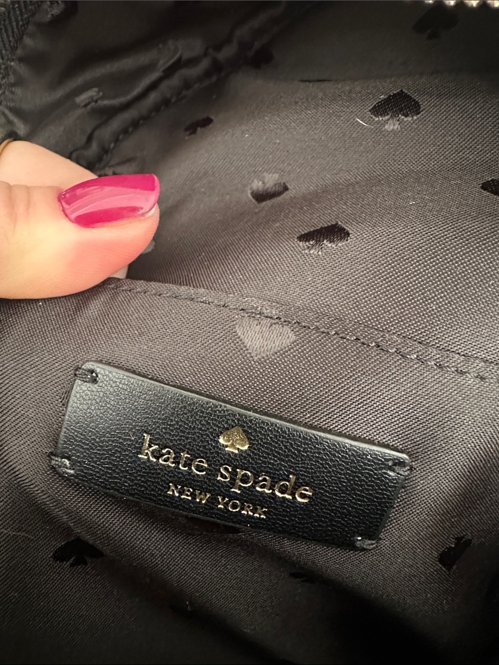PRACTICALLY NEW kate spade black backpack with metallic taupe leopard print - Picture 2 of 5